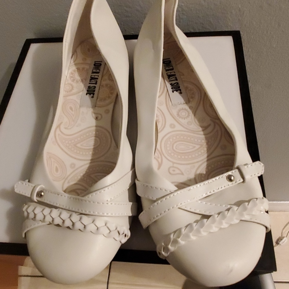 White leather flats